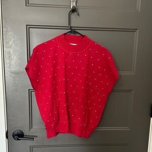 Red Sweater with Dazzle Dots